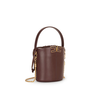 Borsa a secchiello Elisabetta Franchi in ecopelle con logo in metallo - 3