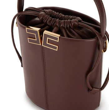 Borsa a secchiello Elisabetta Franchi in ecopelle con logo in metallo - 5