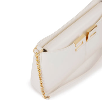 Borsa a spalla piccola Elisabetta Franchi in ecopelle con spacco a V e logo in metallo - 5