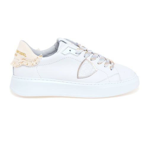 Sneaker Philippe Model Temple in pelle con talloncino in canvas sfilacciato