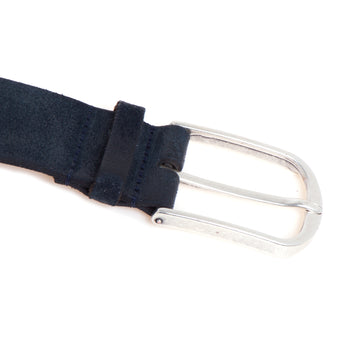 Cintura Gavazzeni "Murray" in camoscio ingrassato H. 35 mm con fibbia opaca BLU - 3