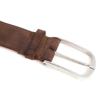 Cintura Gavazzeni "Murray" in camoscio ingrassato H. 35 mm con fibbia opaca FANGO - 3