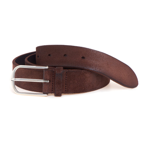 Cintura Gavazzeni "Murray" in camoscio ingrassato H. 35 mm con fibbia opaca