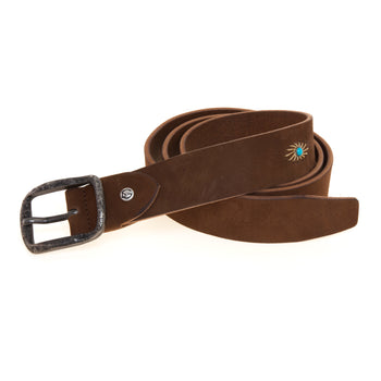 Cintura Gavazzeni in nabuck con turchesi e impunture - 3