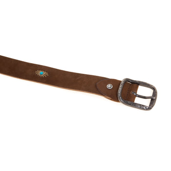 Cintura Gavazzeni in nabuck con turchesi e impunture - 5