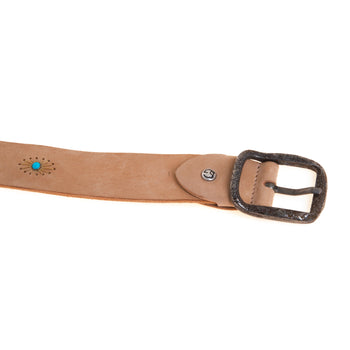 Cintura Gavazzeni in nabuck con turchesi e impunture - 4