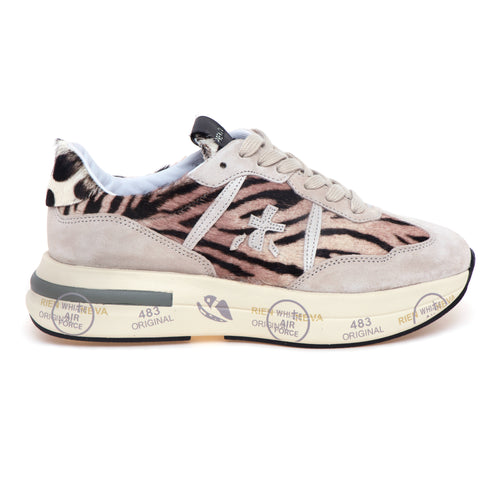 Sneaker Premiata Cassie in camoscio e cavallino zebrato