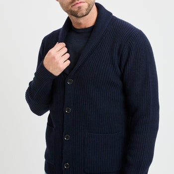 Cardigan sciallato Daniele Fiesoli in lana merino con tasche - 9