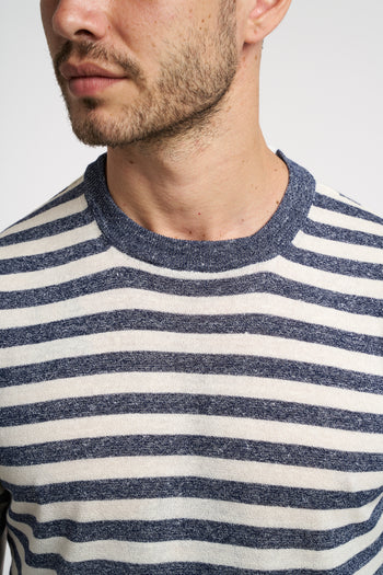 Maglia girocollo manica corta Daniele Fiesoli in misto lino a righe - 5