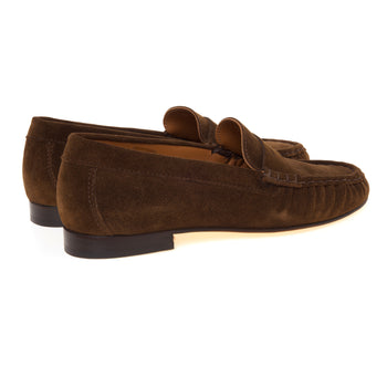 Mocassino penny Poeve in pelle scamosciata con suola in cuoio - 3