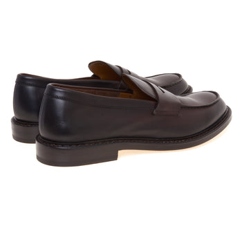 Mocassino college Doucal's in pelle nappata anticata con fondo cuoio - 3