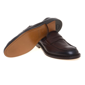 Mocassino college Doucal's in pelle nappata anticata con fondo cuoio - 4