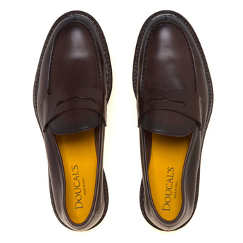 Mocassino college Doucal's in pelle nappata anticata con fondo cuoio - 5