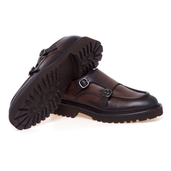 Scarpa doppia fibbia norvegese Doucal's in pelle anticata con suola in gomma - 4