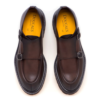 Scarpa doppia fibbia norvegese Doucal's in pelle anticata con suola in gomma - 5