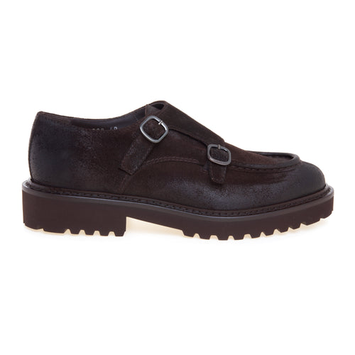 Scarpa stile norvegese con doppia fibbia Doucal's in camoscio oliato