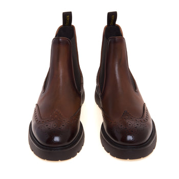 Chelsea boot stile inglese Doucal's in pelle anticata con suola in gomma - 5