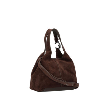 Secchiello coccinelle in camoscio marrone con tracolla regolabile - 4