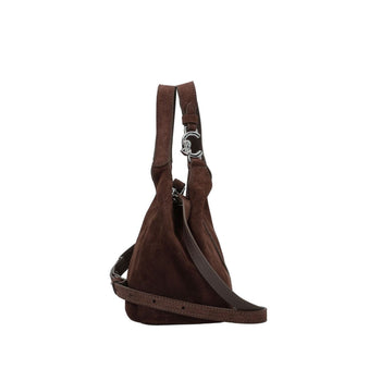 Secchiello coccinelle in camoscio marrone con tracolla regolabile - 5