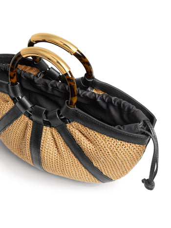 Borsa a mano Coccinelle Shell Media in pelle e tessuto con tracolla - 3