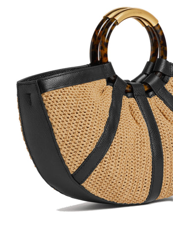 Borsa a mano Coccinelle Shell Media in pelle e tessuto con tracolla - 4