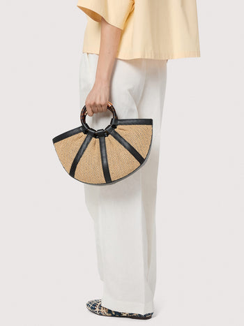 Borsa a mano Coccinelle Shell Media in pelle e tessuto con tracolla - 6