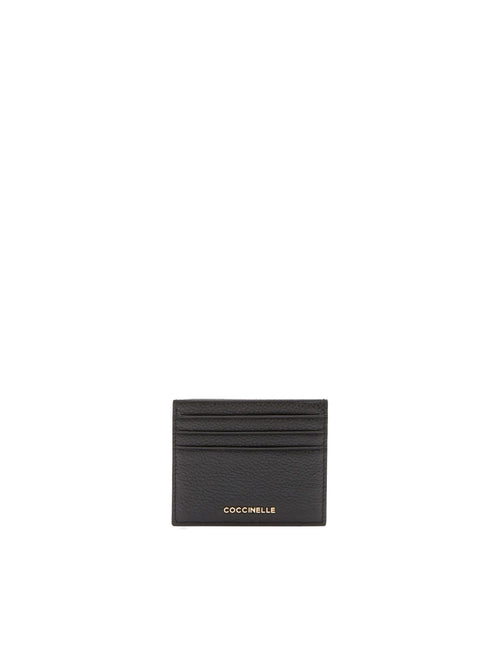 Porta carte di credito Coccinelle in pelle martellata con logo in metallo
