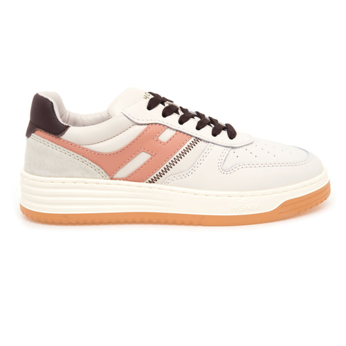 Sneaker Hogan H630 basket in pelle e camoscio con glitter  BURRO