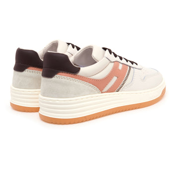 Sneaker Hogan H630 basket in pelle e camoscio con glitter  BURRO - 3