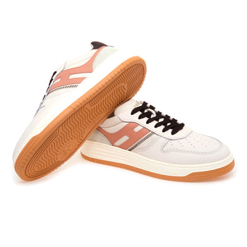 Sneaker Hogan H630 basket in pelle e camoscio con glitter  BURRO - 4