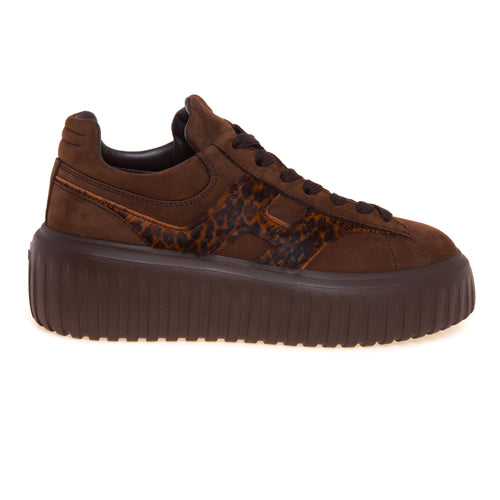 Sneaker Hogan H-Stripes in nabuck con "H" in cavallino maculato - 1
