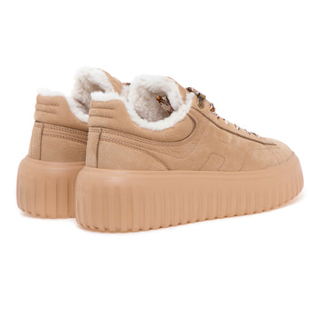 Sneaker Hogan H-stripes in nabuck con fodera in vero montone - 3