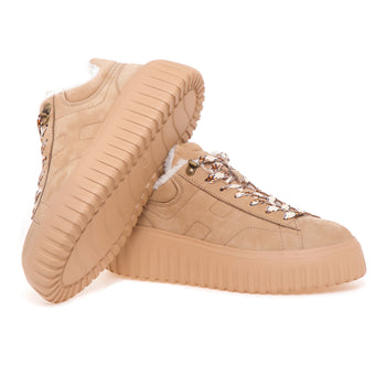 Sneaker Hogan H-stripes in nabuck con fodera in vero montone - 4