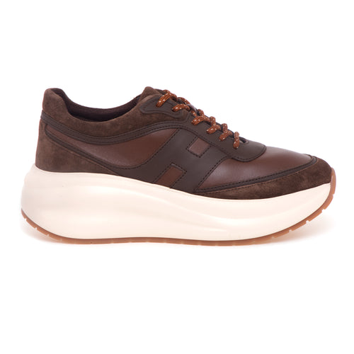 Sneaker Hogan H696 in pelle e camoscio con suola chuncky