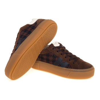 Sneaker Hogan Crosswind H705 in camoscio e tesssuto pied de poule - 4