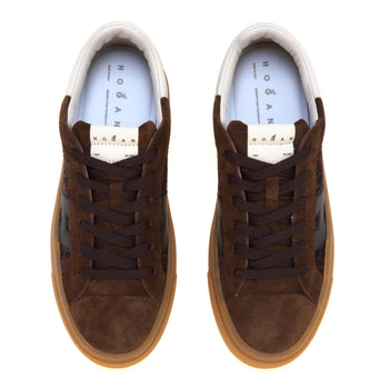 Sneaker Hogan Crosswind H705 in camoscio e tesssuto pied de poule - 5