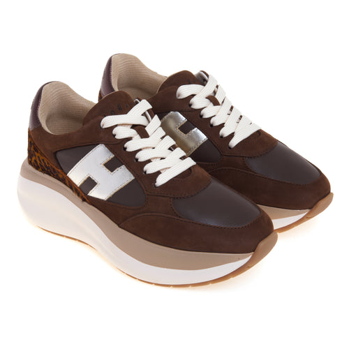 Sneaker Hogan Maxi I Active in pelle e nabuck con inserto in cavallino maculato - 2