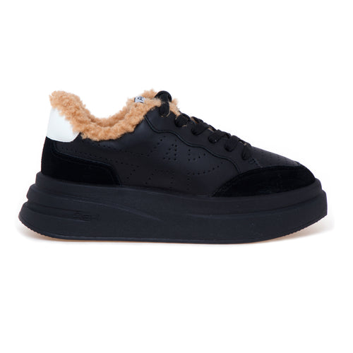 Sneaker ASH in pelle e camoscio con maxi platform NERO