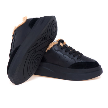 Sneaker ASH in pelle e camoscio con maxi platform NERO - 4