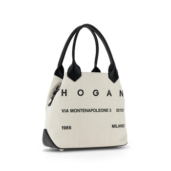 Borsa shopping Hogan Script media in canvas - 3