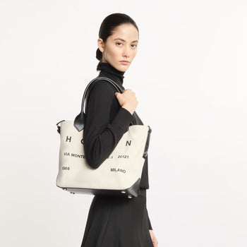 Borsa shopping Hogan Script media in canvas - 8