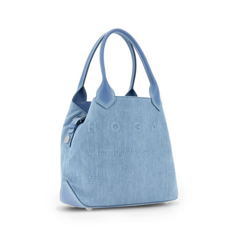 Borsa shopping Hogan Script media in canvas con logo embossed - 3