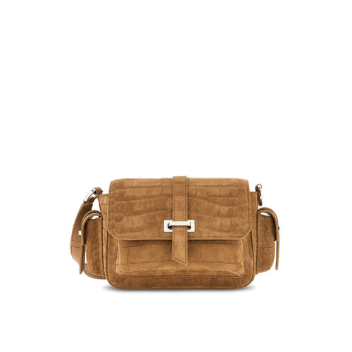 Borsa Hogan Flap piccola in camoscio stampa cocco
