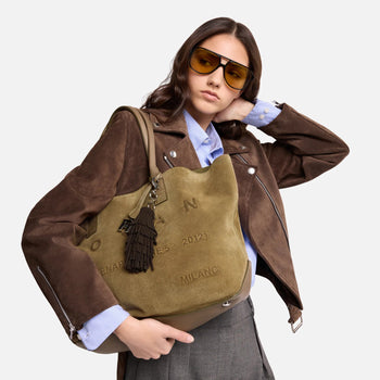 Borsa Hogan Shopping Address Piccola in camoscio - 9