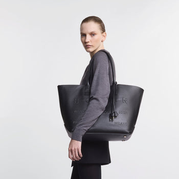 Borsa shopping Hogan Script Media in pelle con indirizzo rilievo - 9