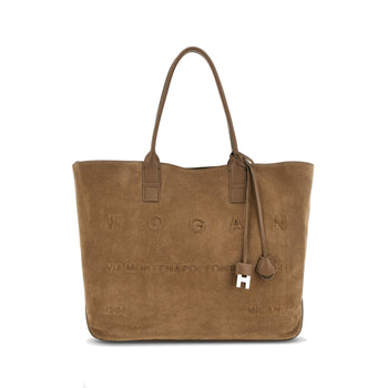 Borsa shopping Hogan Script Media in camoscio con indirizzo rilievo - 6