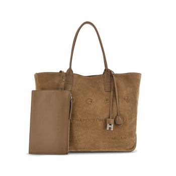 Borsa shopping Hogan Script Media in camoscio con indirizzo rilievo - 7