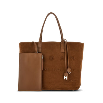 Borsa shopping Hogan Script Media in camoscio con indirizzo rilievo - 7