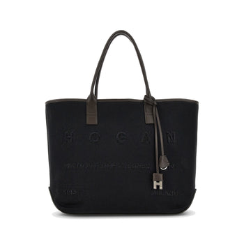 Borsa shopping Hogan Script Media in tessuto e pelle con indirizzo rilievo - 6