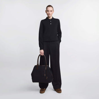 Borsa shopping Hogan Script Media in tessuto e pelle con indirizzo rilievo - 7